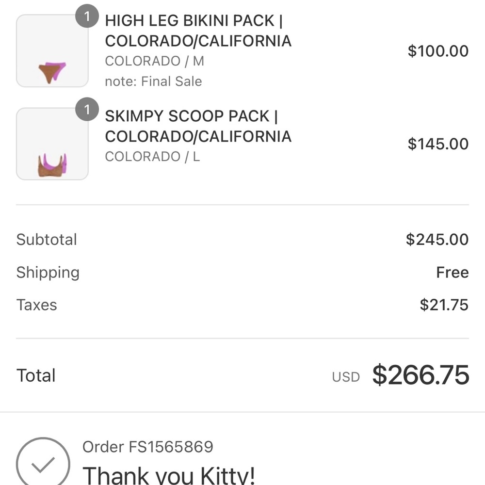 Fendi Skims Bikini 2 in a Pack (Medium) & Skimpy Scoop 2 in a pack (Large)